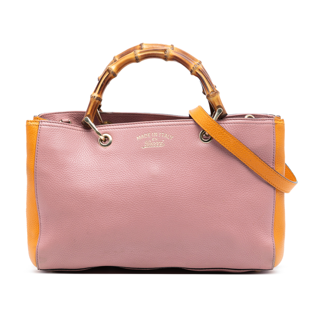 Pre-Loved Gucci Medium Bicolor Calfskin Bamboo Shopper Satchel